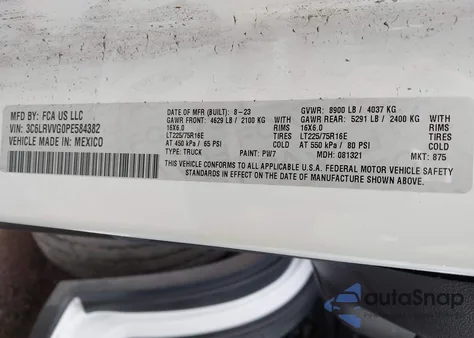 2023 Ram Promaster 2500 Low Roof 136 Wb from USA, damaged, VIN 3C6LRVVG0PE584382